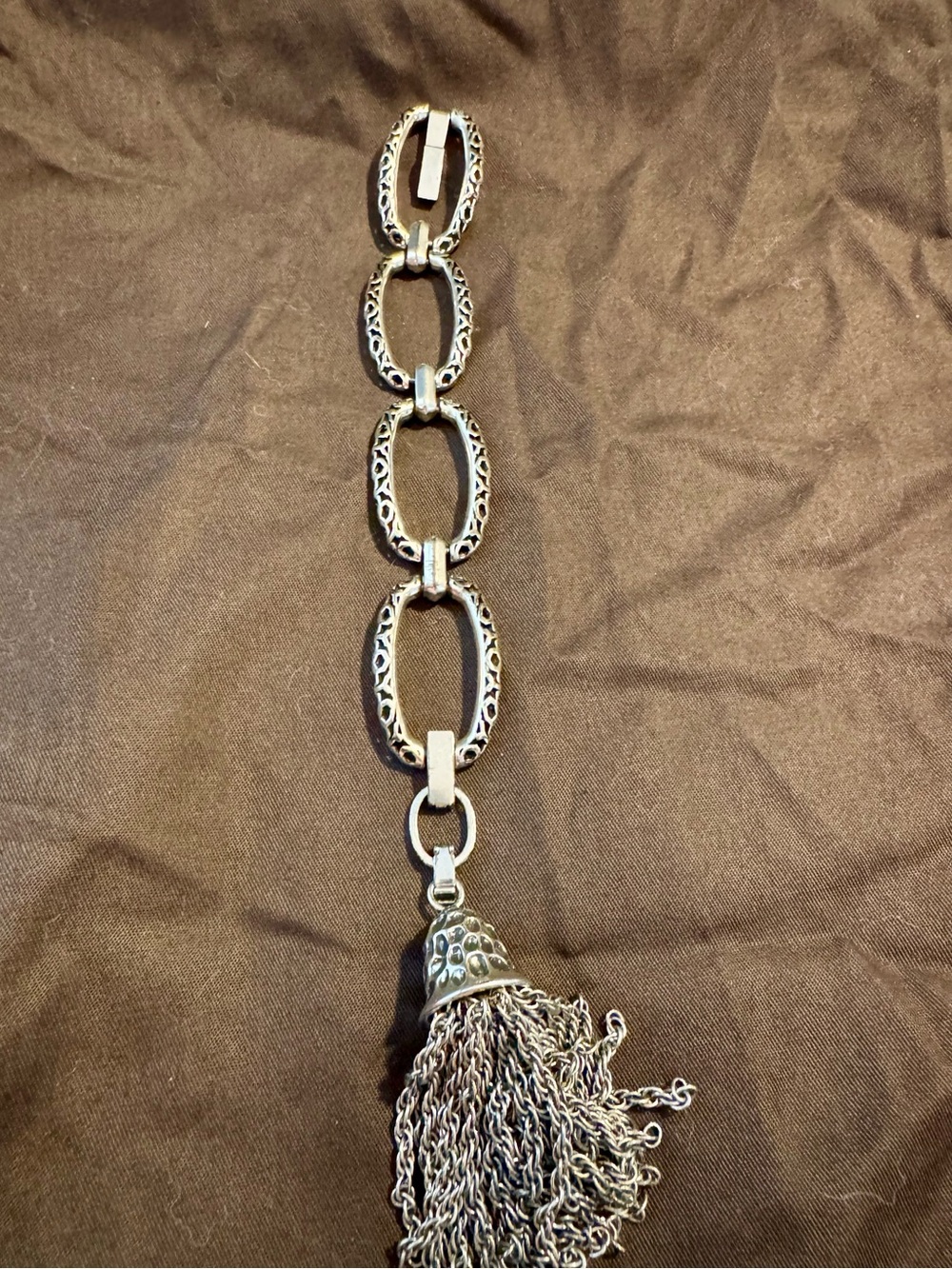 Brighton Silver-Tone Link Bracelet with Tassel
